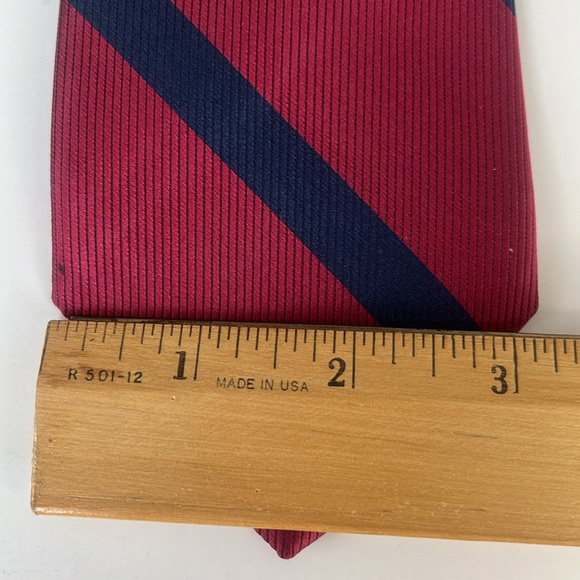 Jim Thompson 100% Silk Red & Blue Striped Tie - Picture 2 of 7